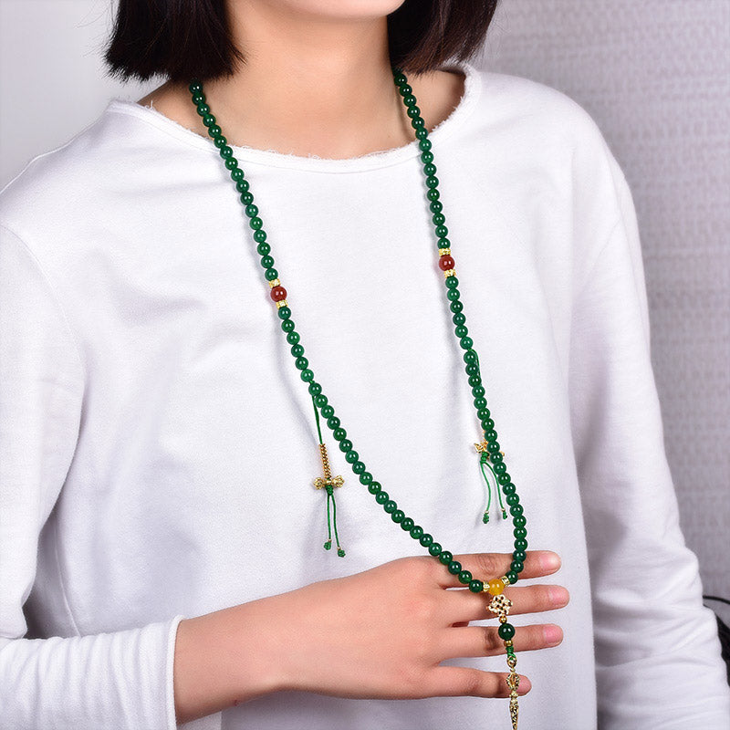 Green Agate 108-Bead Mala Bracelet — product view 3