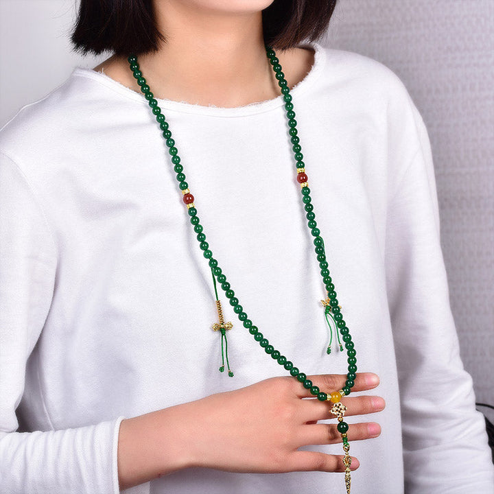Green Agate 108-Bead Mala Bracelet — product view 3