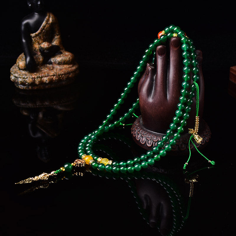 Green Agate 108-Bead Mala Bracelet — product view 4