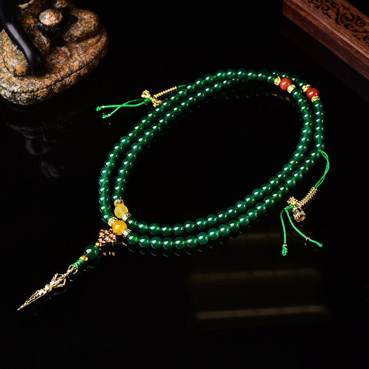 Green Agate 108-Bead Mala Bracelet — product view 5