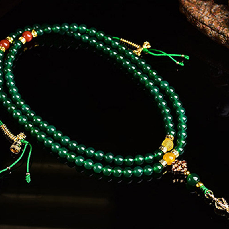 Green Agate 108-Bead Mala Bracelet — product view 6