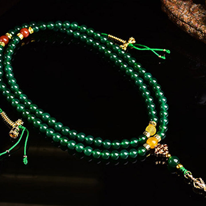 Green Agate 108-Bead Mala Bracelet — product view 6