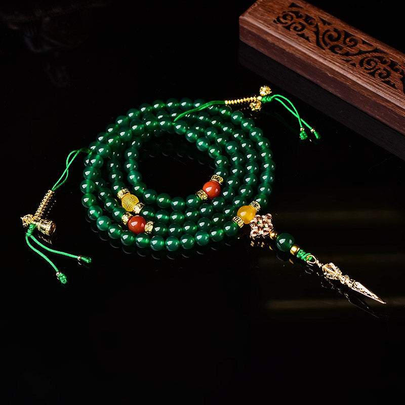 Green Agate 108-Bead Mala Bracelet — product view 7