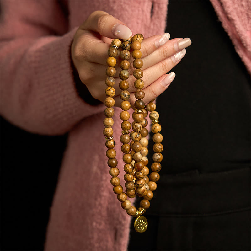 Picture Jasper Lotus 108-Bead Mala Bracelet — product view 4