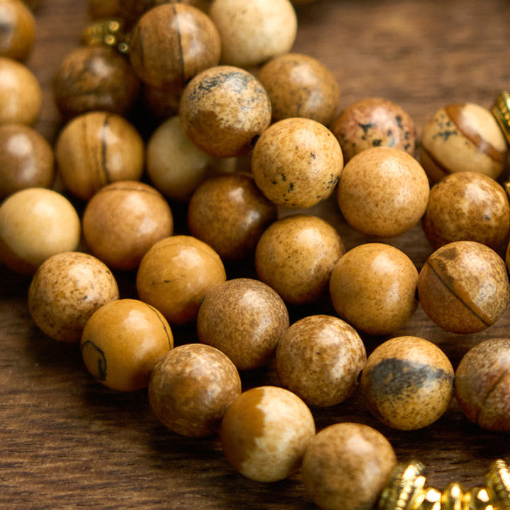Picture Jasper Lotus 108-Bead Mala Bracelet — product view 6