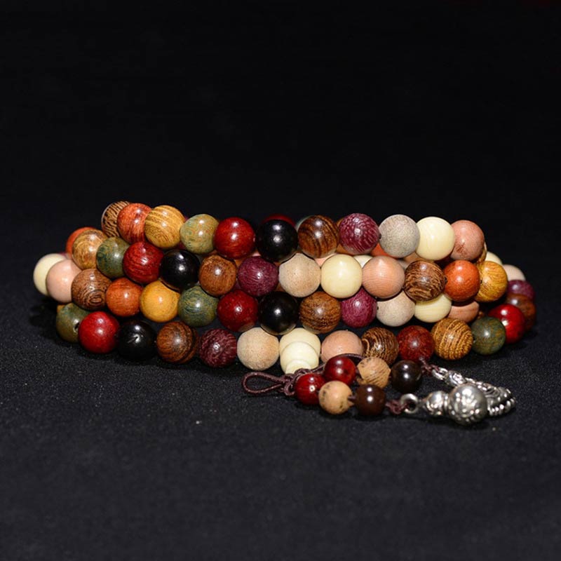 Wenge Wood 108-Bead Mala Bracelet — product view 6