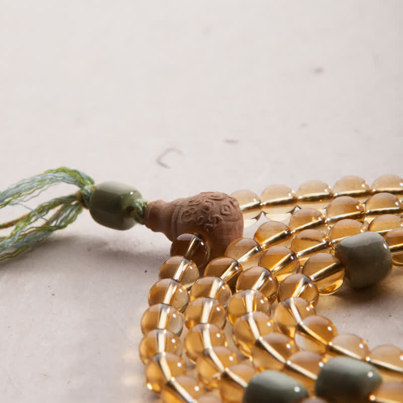 925 Sterling Silver Citrine Sandalwood Turquoise 108-Bead Mala Bracelet — product view 16