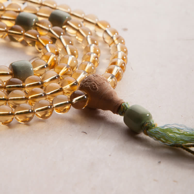 925 Sterling Silver Citrine Sandalwood Turquoise 108-Bead Mala Bracelet — product view 23