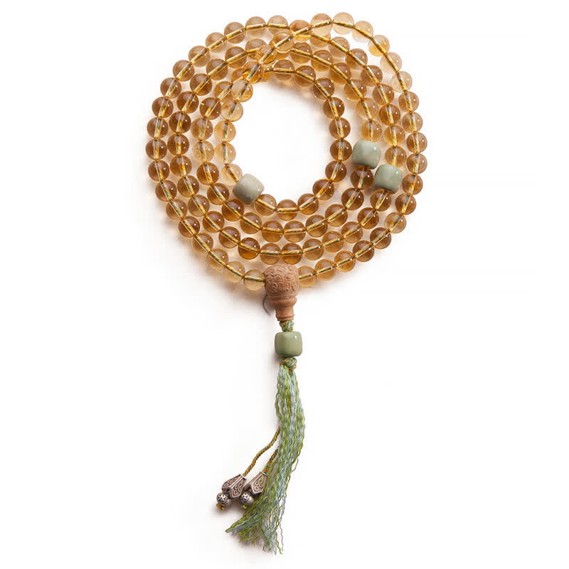 925 Sterling Silver Citrine Sandalwood Turquoise 108-Bead Mala Bracelet — product view 24