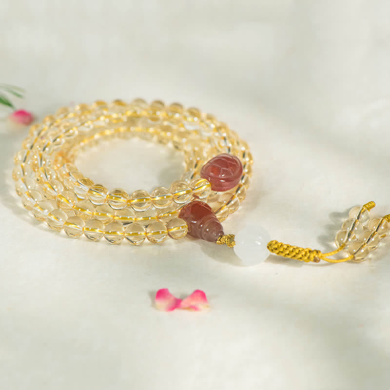 925 Sterling Silver Citrine Red Agate White Jade 108-Bead Mala Bracelet — product view 5