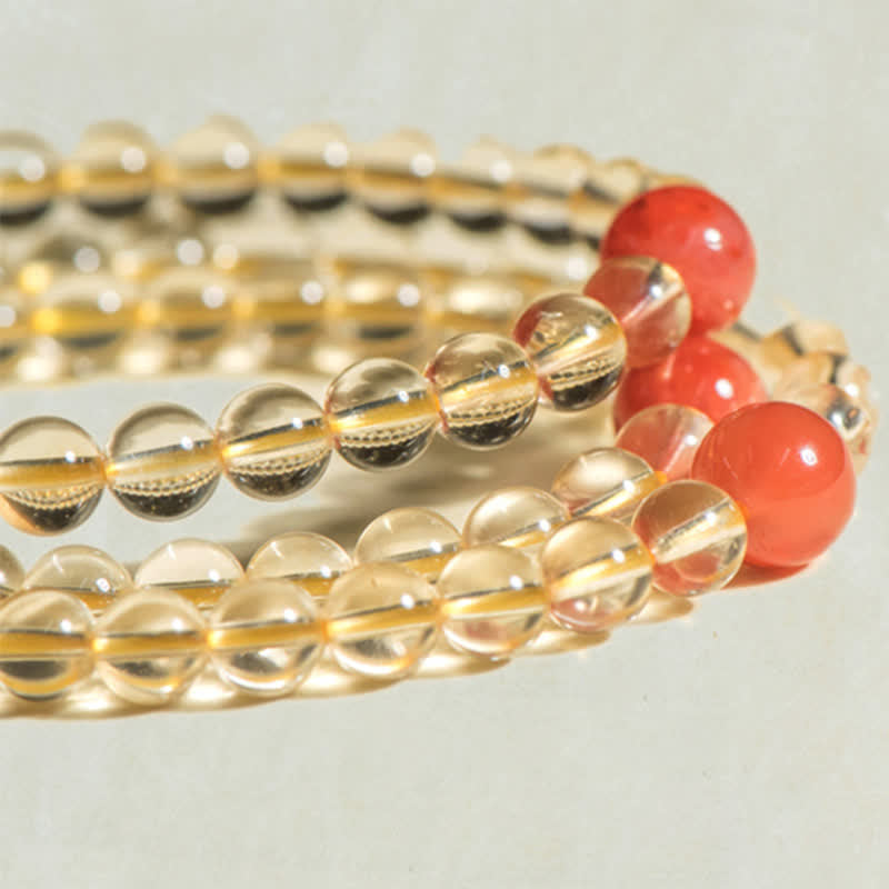 925 Sterling Silver Citrine Red Agate White Jade 108-Bead Mala Bracelet — product view 21