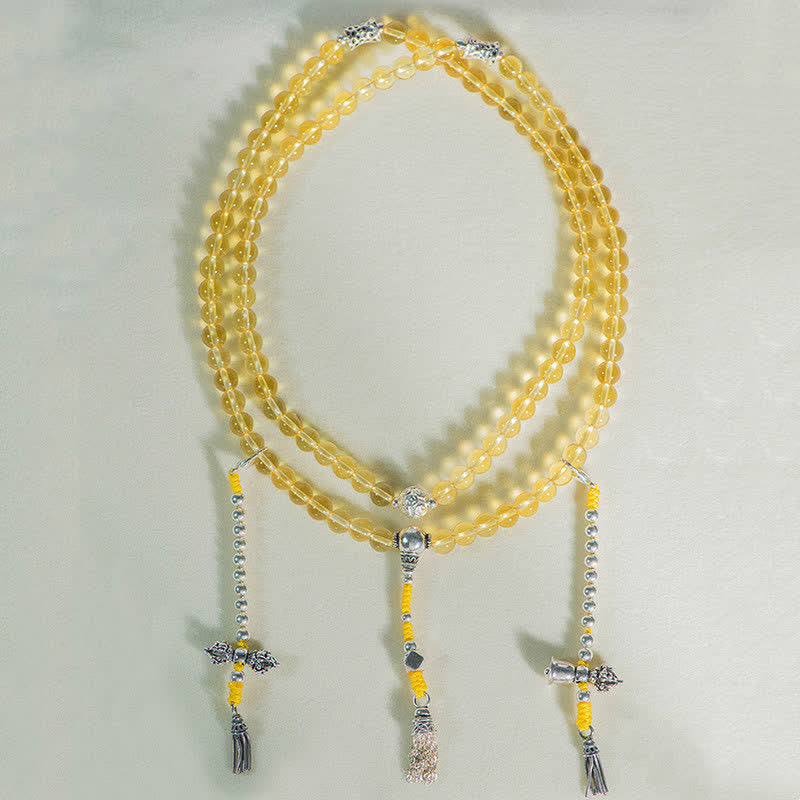 925 Sterling Silver Citrine Red Agate White Jade 108-Bead Mala Bracelet — product view 25