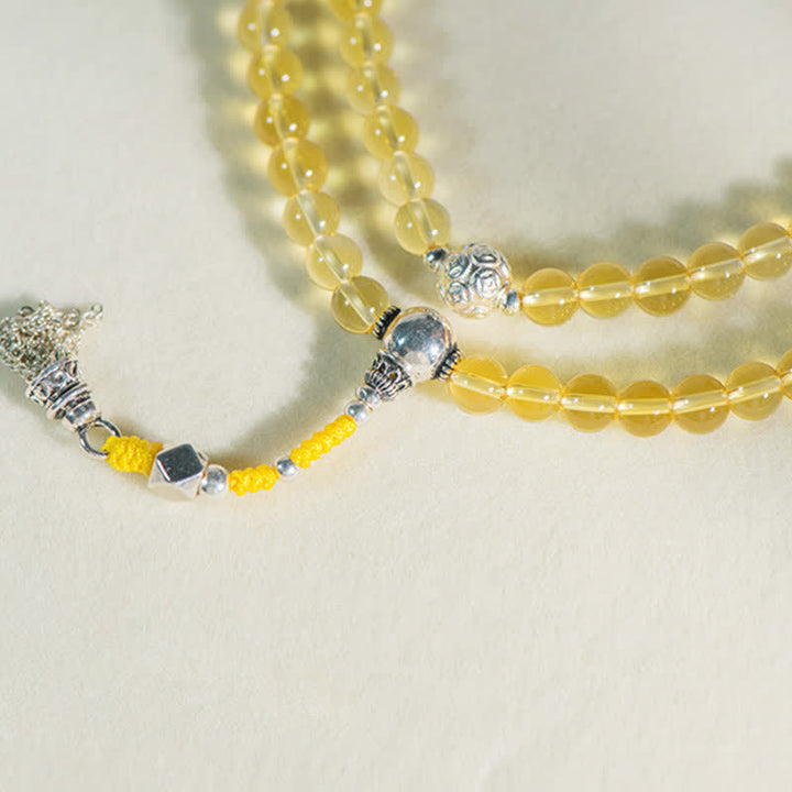 925 Sterling Silver Citrine Red Agate White Jade 108-Bead Mala Bracelet — product view 26