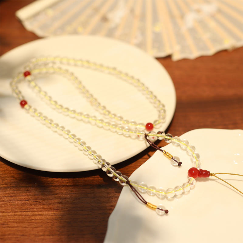 925 Sterling Silver White Agate Red Agate 108-Bead Mala Bracelet — product view 2