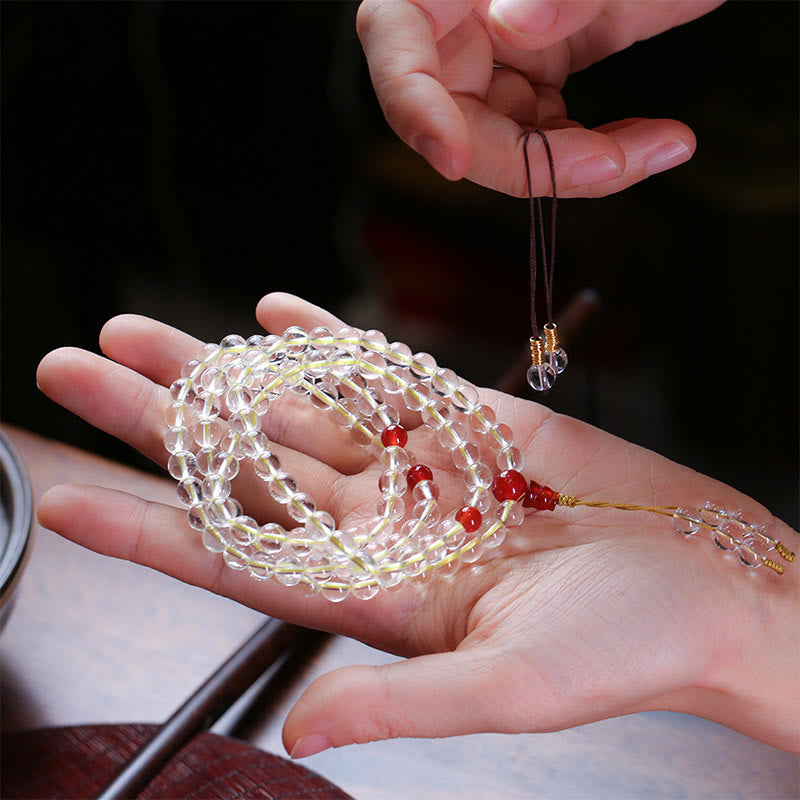 925 Sterling Silver White Agate Red Agate 108-Bead Mala Bracelet — product view 8