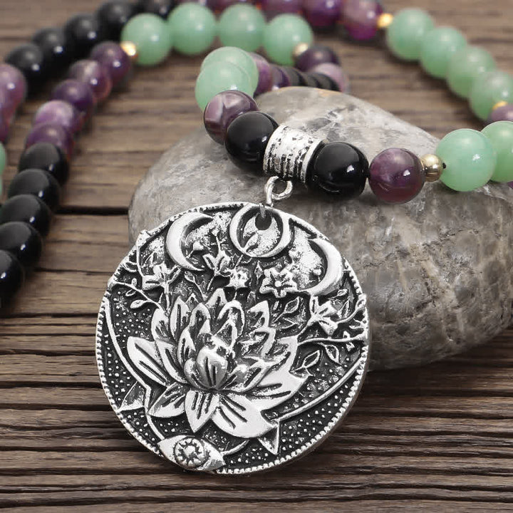 Amethyst Green Aventurine Lotus 108-Bead Mala Bracelet — product view 4