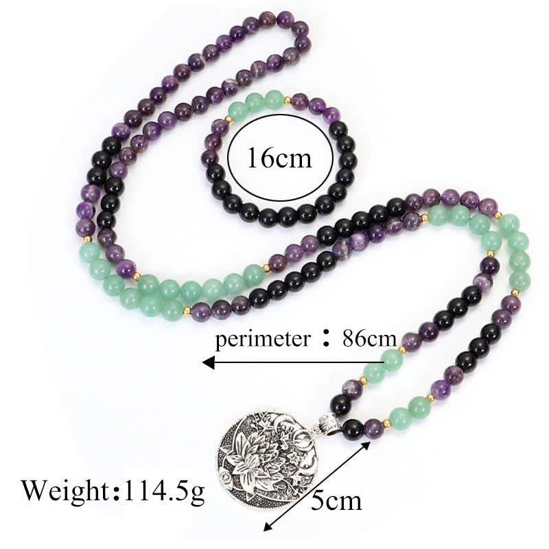Amethyst Green Aventurine Lotus 108-Bead Mala Bracelet — product view 16