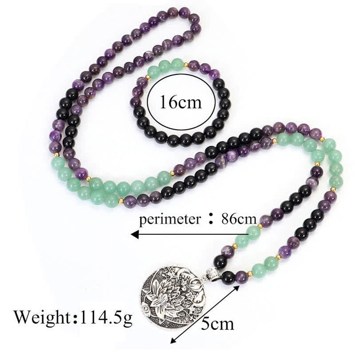 Amethyst Green Aventurine Lotus 108-Bead Mala Bracelet — product view 16