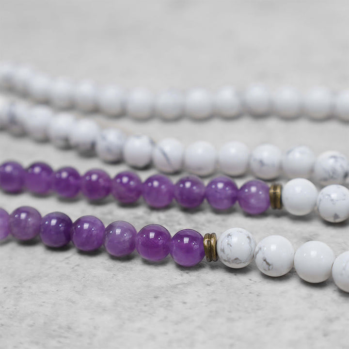 Amethyst White Turquoise OM 108-Bead Mala Bracelet — product view 5