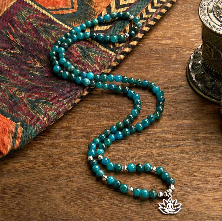Apatite Bead Om Tree Of Life Lotus 108-Bead Mala Bracelet — product view 13