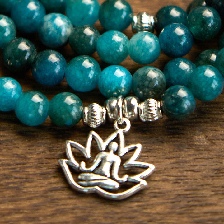 Apatite Bead Om Tree Of Life Lotus 108-Bead Mala Bracelet — product view 16