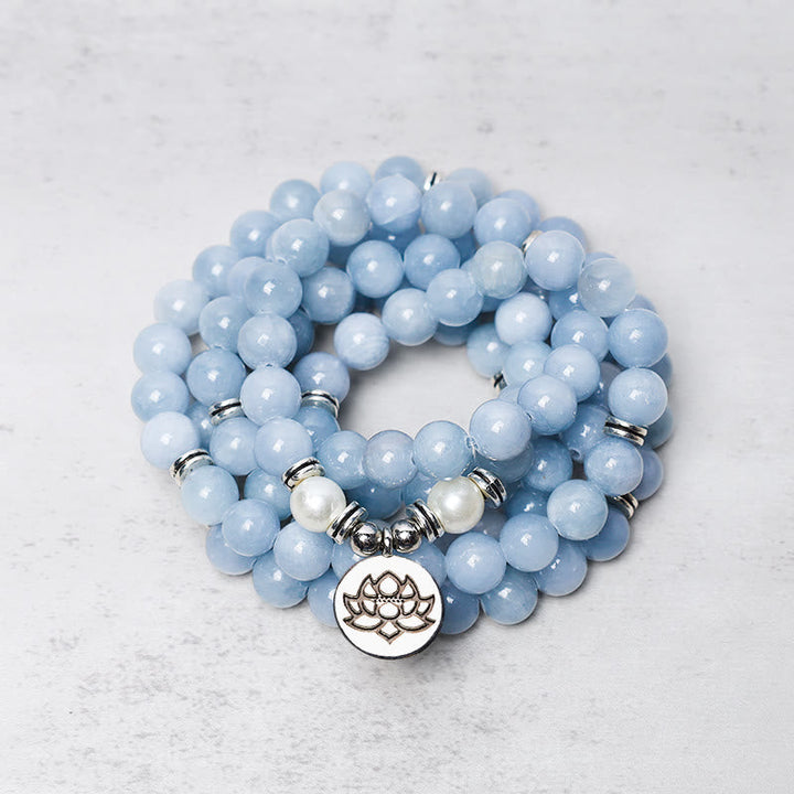 Aquamarine 108-Bead Mala Bracelet — main product view