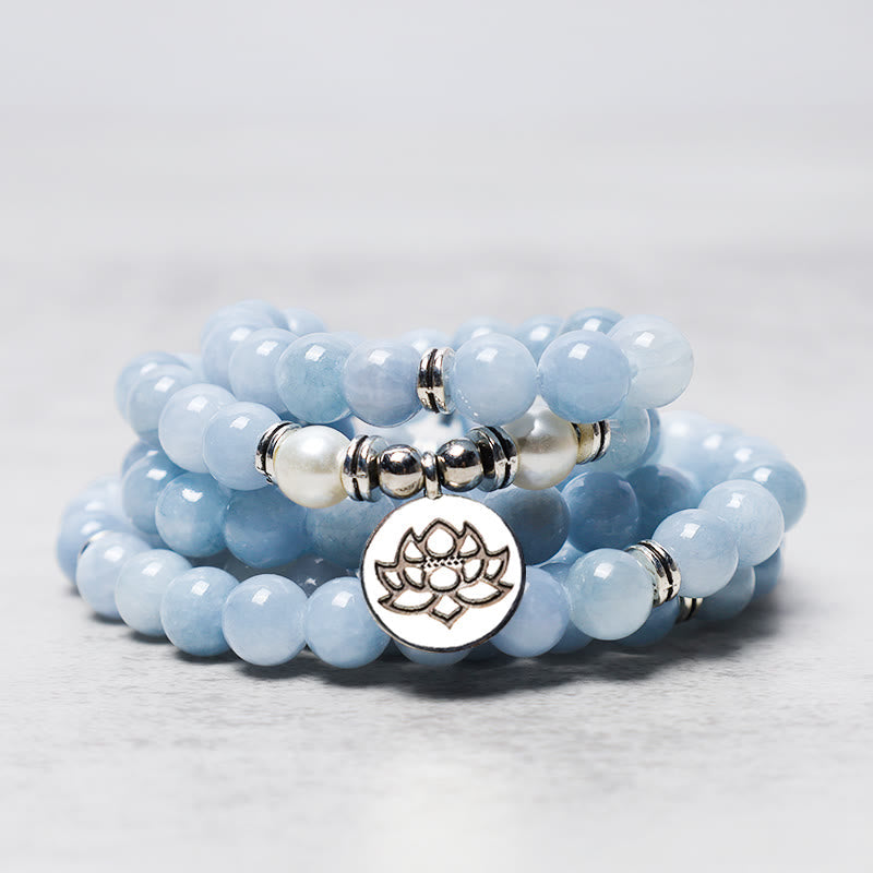 Aquamarine 108-Bead Mala Bracelet — product view 3