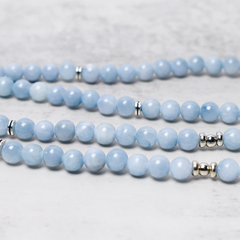 Aquamarine 108-Bead Mala Bracelet — product view 4