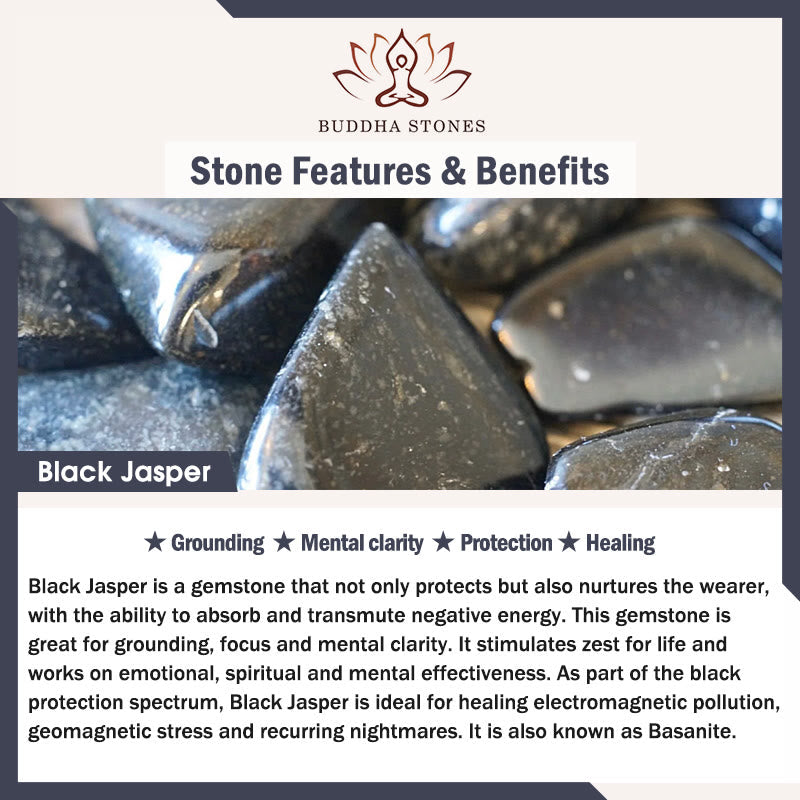 Black Jasper Rhodonite Khaki 108-Bead Mala Bracelet — product view 9
