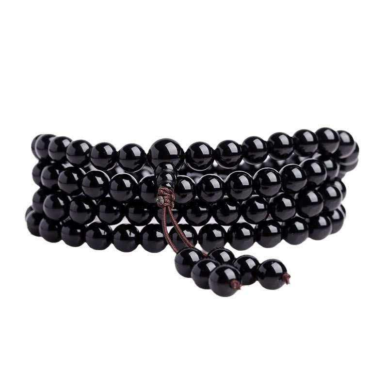 Black Obsidian Ice Obsidian 108-Bead Mala Bracelet — product view 9