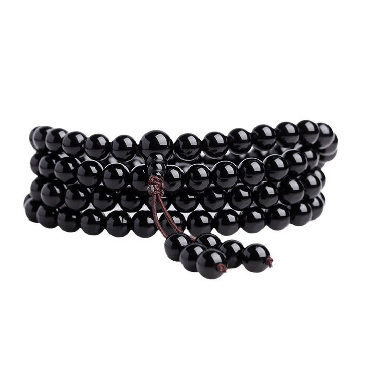Black Obsidian Ice Obsidian 108-Bead Mala Bracelet — product view 9