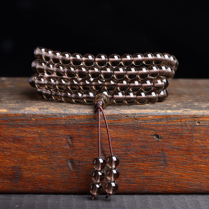 Black Obsidian Ice Obsidian 108-Bead Mala Bracelet — product view 11