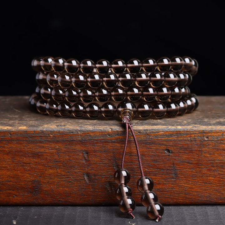 Black Obsidian Ice Obsidian 108-Bead Mala Bracelet — product view 13