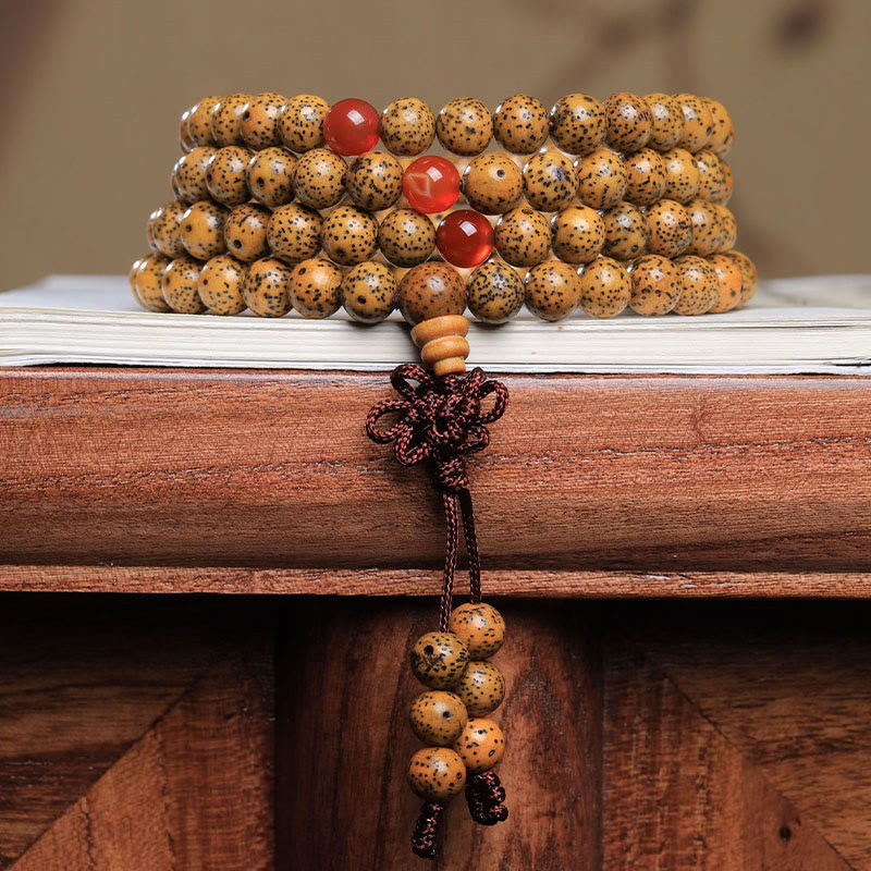 Bodhi Seed Red Agate 108-Bead Mala Bracelet — main product view