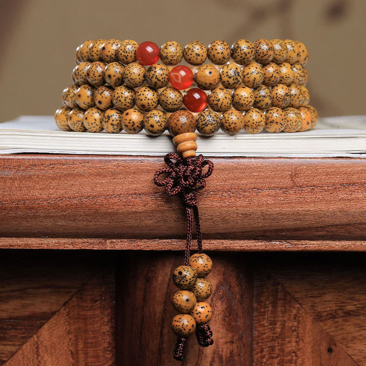 Bodhi Seed Red Agate 108-Bead Mala Bracelet — main product view