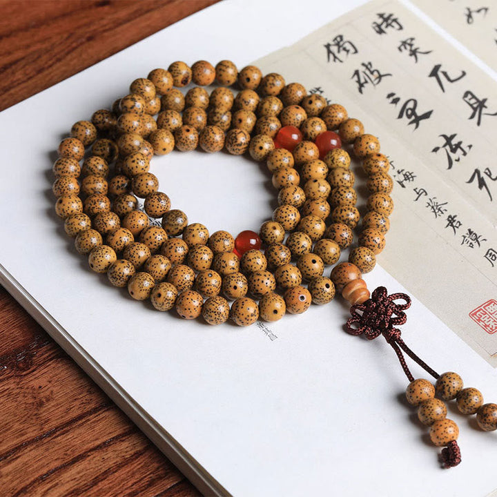 Bodhi Seed Red Agate 108-Bead Mala Bracelet — product view 2