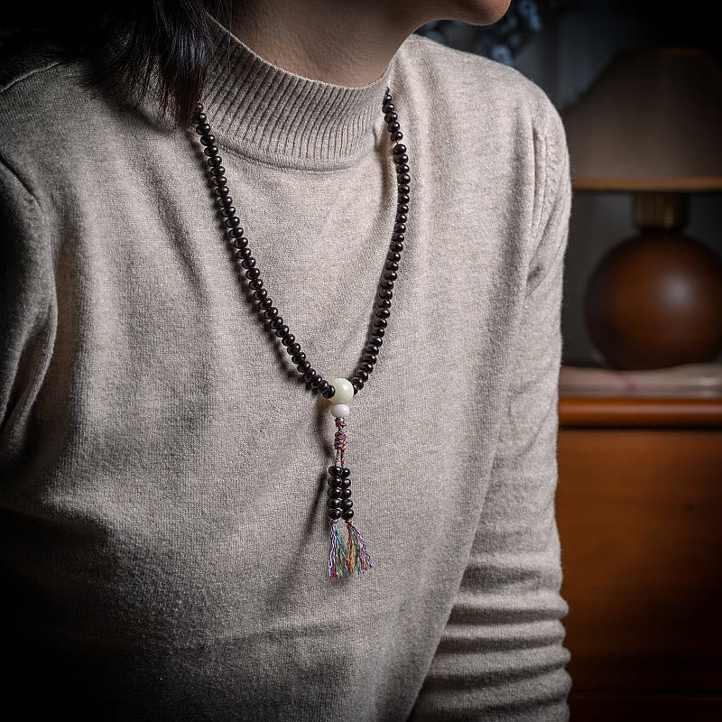 Bowl Bodhi Seed Colored Rope 108-Bead Mala Bracelet — product view 3