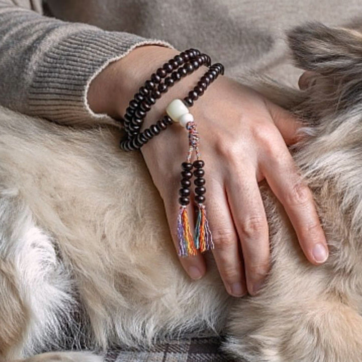 Bowl Bodhi Seed Colored Rope 108-Bead Mala Bracelet — product view 4