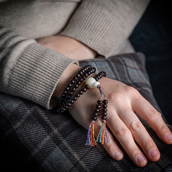 Bowl Bodhi Seed Colored Rope 108-Bead Mala Bracelet — product view 5
