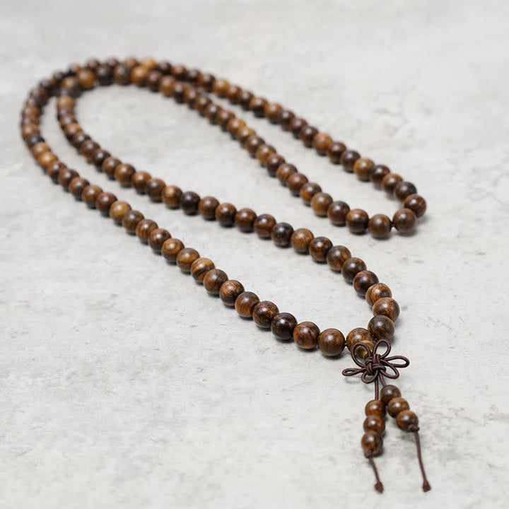 Sandalwood Elastic 108-Bead Mala Bracelet — product view 4