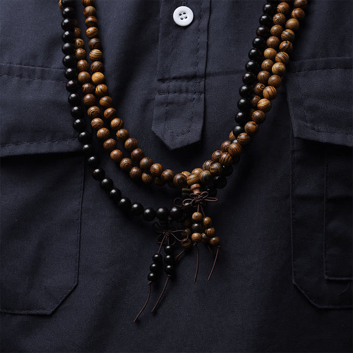 Sandalwood Elastic 108-Bead Mala Bracelet — product view 5