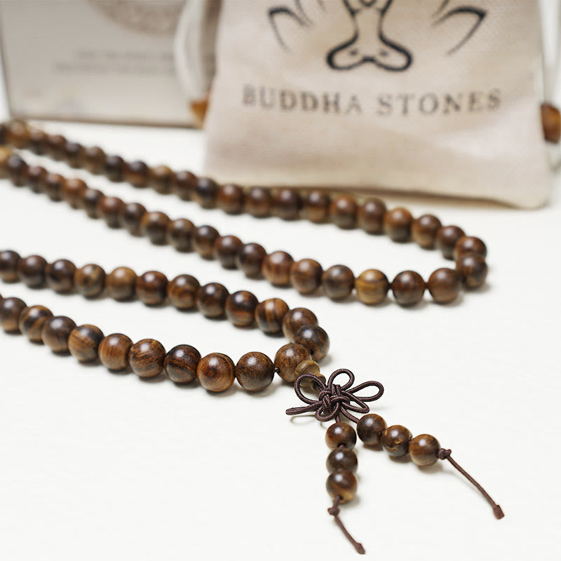 Sandalwood Elastic 108-Bead Mala Bracelet — product view 6