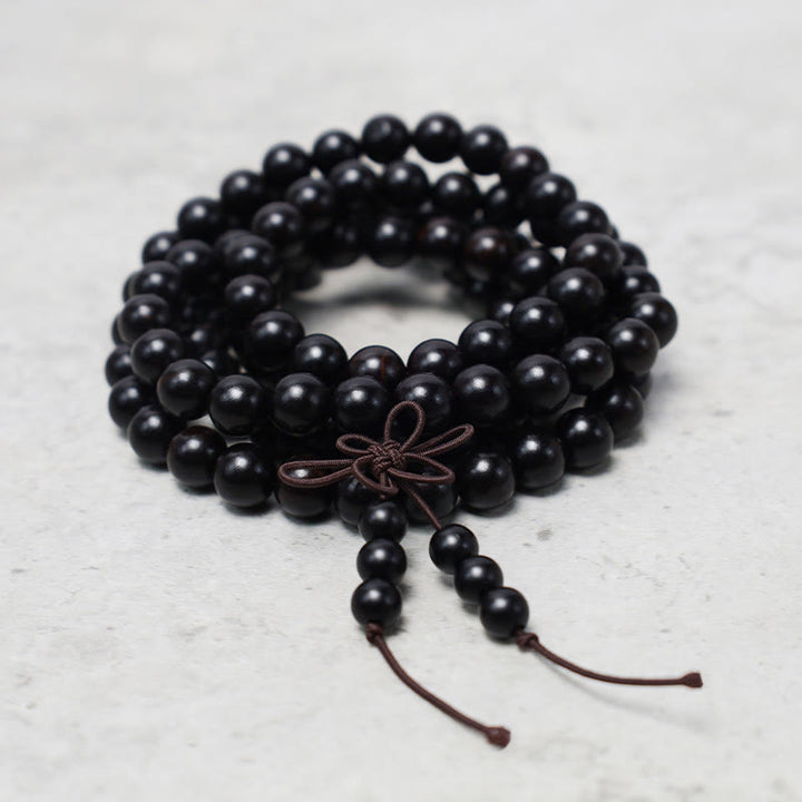 Sandalwood Elastic 108-Bead Mala Bracelet — product view 8