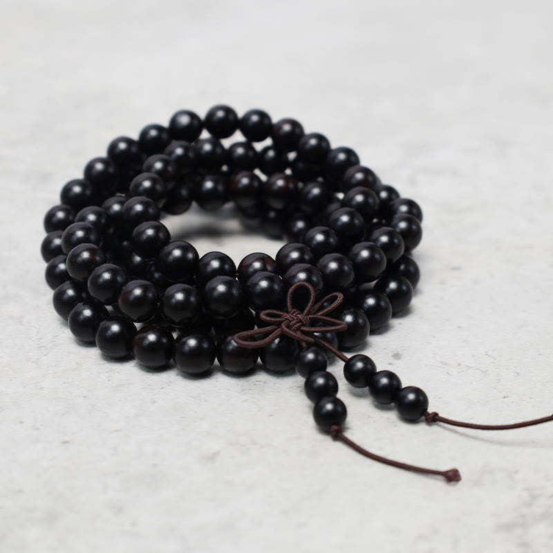 Sandalwood Elastic 108-Bead Mala Bracelet — product view 9