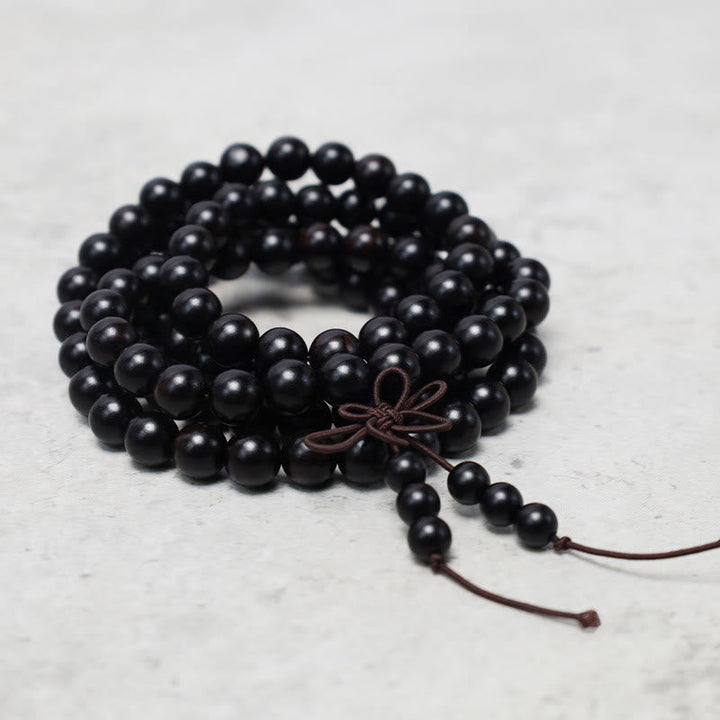 Sandalwood Elastic 108-Bead Mala Bracelet — product view 9