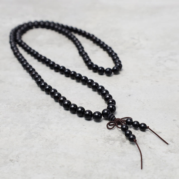 Sandalwood Elastic 108-Bead Mala Bracelet — product view 11