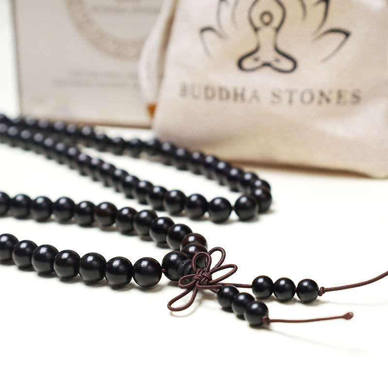 Sandalwood Elastic 108-Bead Mala Bracelet — product view 12