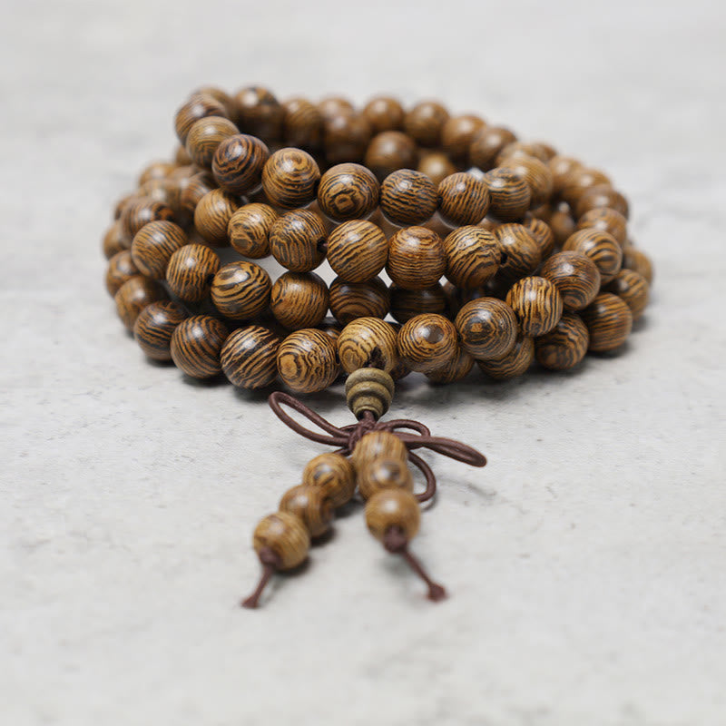 Sandalwood Elastic 108-Bead Mala Bracelet — product view 17