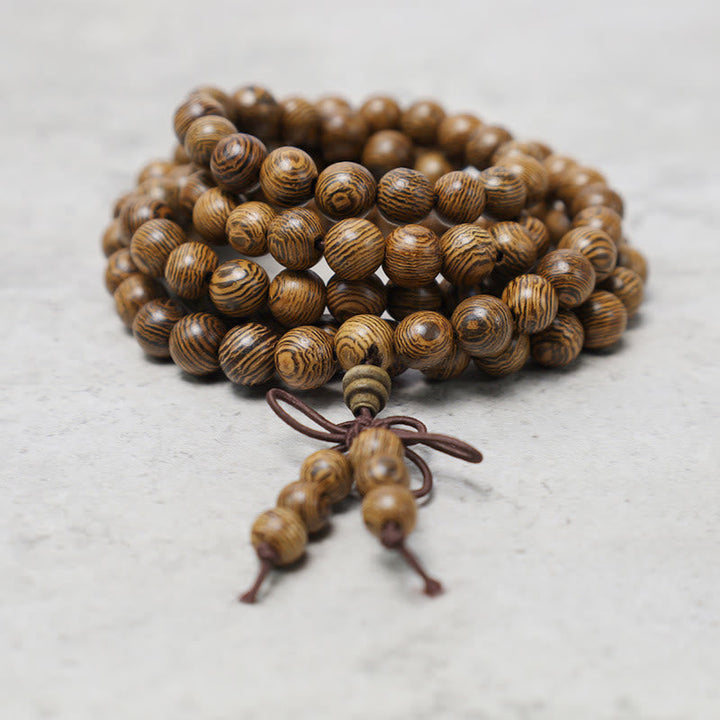 Sandalwood Elastic 108-Bead Mala Bracelet — product view 17