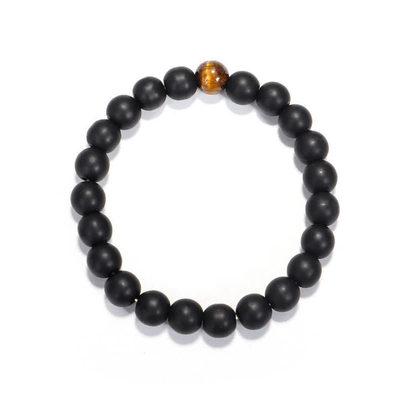 Frosted Stone Tiger Eye Pendant 108-Bead Mala Necklace & Bracelet — product view 4